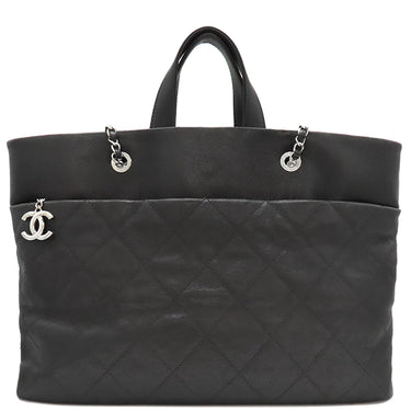 シャネル CHANEL ココマーク チェーン トート ブラック キャビアスキン 2WAYバッグ シルバー金具 黒 ショルダー 肩掛け