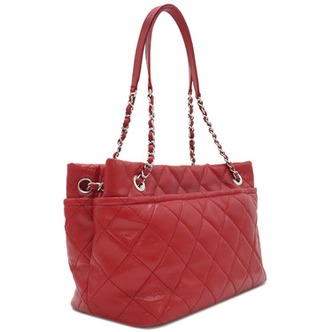 シャネル CHANEL マトラッセ チェーン トートバッグ A48374 レッド キャビアスキン トートバッグ シルバー金具 赤 ココマーク