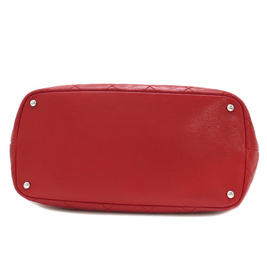 シャネル CHANEL マトラッセ チェーン トートバッグ A48374 レッド キャビアスキン トートバッグ シルバー金具 赤 ココマーク