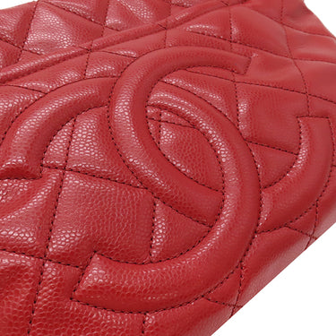 シャネル CHANEL マトラッセ チェーン トートバッグ A48374 レッド キャビアスキン トートバッグ シルバー金具 赤 ココマーク