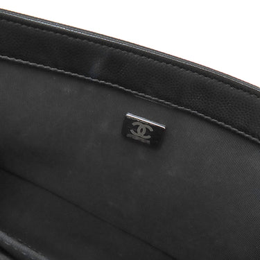 シャネル CHANEL ボーイシャネル A67086  ブラック キャビアスキン ショルダーバッグ シルバー金具 黒 チェーンショルダー