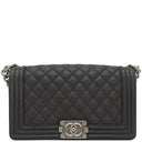シャネル CHANEL ボーイシャネル A67086  ブラック キャビアスキン ショルダーバッグ シルバー金具 黒 チェーンショルダー