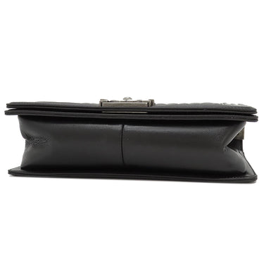シャネル CHANEL ボーイシャネル A67086  ブラック キャビアスキン ショルダーバッグ シルバー金具 黒 チェーンショルダー