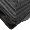 シャネル CHANEL ボーイシャネル A67086  ブラック キャビアスキン ショルダーバッグ シルバー金具 黒 チェーンショルダー