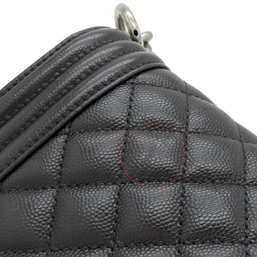 シャネル CHANEL ボーイシャネル A67086  ブラック キャビアスキン ショルダーバッグ シルバー金具 黒 チェーンショルダー