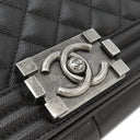 シャネル CHANEL ボーイシャネル A67086  ブラック キャビアスキン ショルダーバッグ シルバー金具 黒 チェーンショルダー