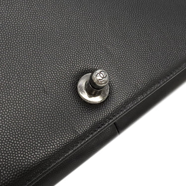 シャネル CHANEL ボーイシャネル A67086  ブラック キャビアスキン ショルダーバッグ シルバー金具 黒 チェーンショルダー