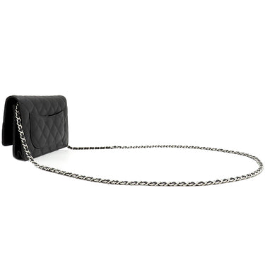 シャネル CHANEL マトラッセ チェーンウォレット AP0250 ブラック キャビアスキン チェーンウォレット シルバー金具 黒 ココマーク