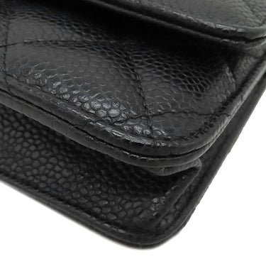 シャネル CHANEL マトラッセ チェーンウォレット AP0250 ブラック キャビアスキン チェーンウォレット シルバー金具 黒 ココマーク