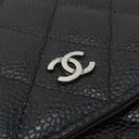 シャネル CHANEL マトラッセ チェーンウォレット AP0250 ブラック キャビアスキン チェーンウォレット シルバー金具 黒 ココマーク