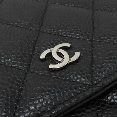 シャネル CHANEL マトラッセ チェーンウォレット AP0250 ブラック キャビアスキン チェーンウォレット シルバー金具 黒 ココマーク