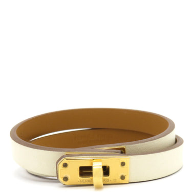 エルメス HERMES ミニ ケリードゥブルトゥール クレ×ゴールド ヴォースイフト メタル T3 ブレスレット ゴールド金具 オフホワイト