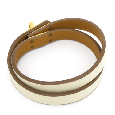 エルメス HERMES ミニ ケリードゥブルトゥール クレ×ゴールド ヴォースイフト メタル T3 ブレスレット ゴールド金具 オフホワイト