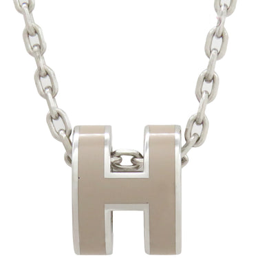 エルメス HERMES ポップアッシュ ミニ ペンダント マロングラッセ×シルバー メタル ラッカー ネックレス シルバー金具 Hモチーフ