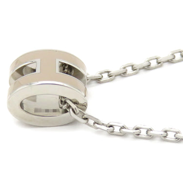 エルメス HERMES ポップアッシュ ミニ ペンダント マロングラッセ×シルバー メタル ラッカー ネックレス シルバー金具 Hモチーフ