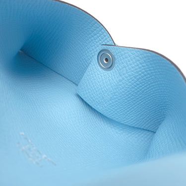 エルメス HERMES カルヴィ セレスト ヴォーエプソン カードケース シルバー金具 新品 未使用 水色