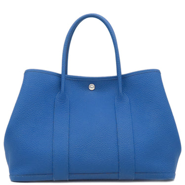 エルメス HERMES ガーデンパーティーPM ブルーゼリージュ カントリー トートバッグ シルバー金具 青