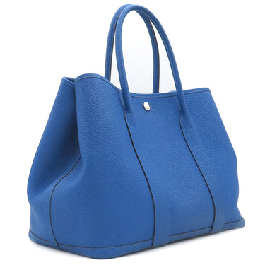 エルメス HERMES ガーデンパーティーPM ブルーゼリージュ カントリー トートバッグ シルバー金具 青