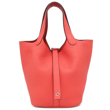 エルメス HERMES ピコタンロックPM エクラ ローザテキサス×ヴァーミリオン トリヨンクレマンス スイフト ハンドバッグ シルバー金具