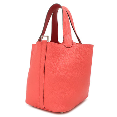 エルメス HERMES ピコタンロックPM エクラ ローザテキサス×ヴァーミリオン トリヨンクレマンス スイフト ハンドバッグ シルバー金具