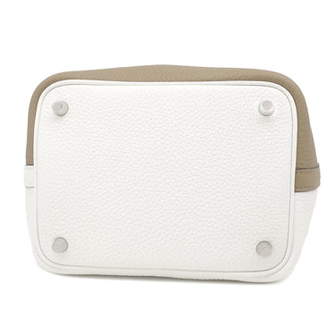 エルメス HERMES ピコタンロック PM カザック 2 ベージュマルファ×ニューホワイト×マカサー トリヨンクレマンス ハンドバッグ シルバー金具 新品 未使用 ベージュ 白 茶