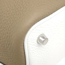 エルメス HERMES ピコタンロック PM カザック 2 ベージュマルファ×ニューホワイト×マカサー トリヨンクレマンス ハンドバッグ シルバー金具 新品 未使用 ベージュ 白 茶