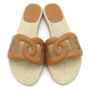 エルメス HERMES エスパドリーユ ファモサ ナチュラル ナッパレザー #35 サンダル 茶 シェーヌダンクル