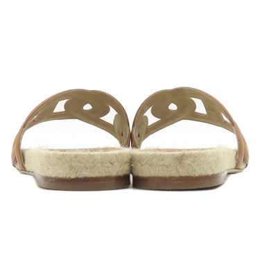 エルメス HERMES エスパドリーユ ファモサ ナチュラル ナッパレザー #35 サンダル 茶 シェーヌダンクル