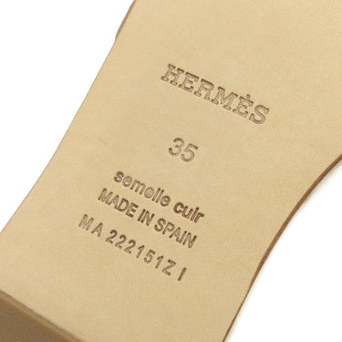 エルメス HERMES エスパドリーユ ファモサ ナチュラル ナッパレザー #35 サンダル 茶 シェーヌダンクル