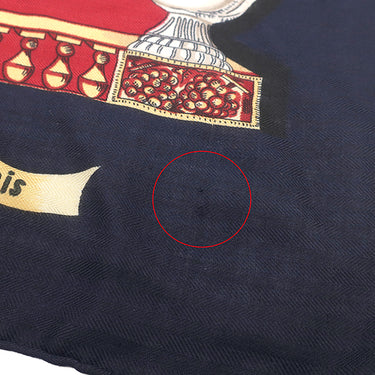 エルメス HERMES ショール カレ140 CARRE レッド×ネイビー カシミヤ シルク ストール 【LE PARADIS DU ROY/カレイドスコープ エフェクト】