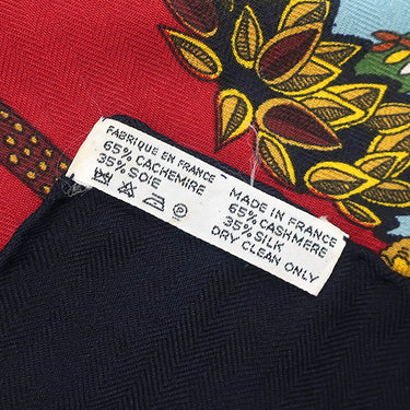 エルメス HERMES ショール カレ140 CARRE レッド×ネイビー カシミヤ シルク ストール 【LE PARADIS DU ROY/カレイドスコープ エフェクト】