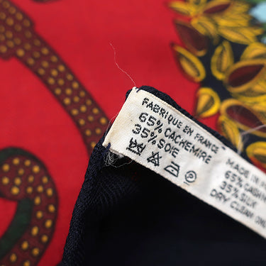 エルメス HERMES ショール カレ140 CARRE レッド×ネイビー カシミヤ シルク ストール 【LE PARADIS DU ROY/カレイドスコープ エフェクト】