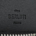 ベルルッティ BERLUTI イタウバ バーティカル ロング ジップ ウォレット ブラック×ブラウン キャンバス レザー 長財布 シルバー金具 黒 ラウンドジップ
