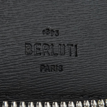 ベルルッティ BERLUTI イタウバ バーティカル ロング ジップ ウォレット ブラック×ブラウン キャンバス レザー 長財布 シルバー金具 黒 ラウンドジップ