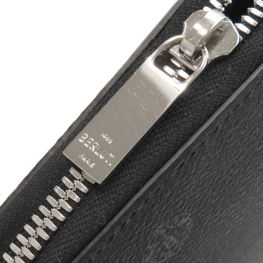 ベルルッティ BERLUTI イタウバ バーティカル ロング ジップ ウォレット ブラック×ブラウン キャンバス レザー 長財布 シルバー金具 黒 ラウンドジップ