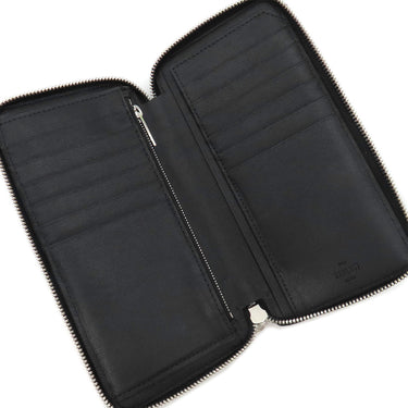 ベルルッティ BERLUTI イタウバ バーティカル ロング ジップ ウォレット ブラック×ブラウン キャンバス レザー 長財布 シルバー金具 黒 ラウンドジップ