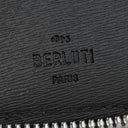 ベルルッティ BERLUTI イタウバ バーティカル ロング ジップ ウォレット ブラック×ブラウン キャンバス レザー 長財布 シルバー金具 黒 ラウンドジップ