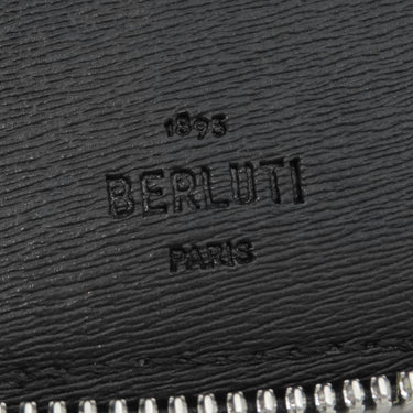 ベルルッティ BERLUTI イタウバ バーティカル ロング ジップ ウォレット ブラック×ブラウン キャンバス レザー 長財布 シルバー金具 黒 ラウンドジップ