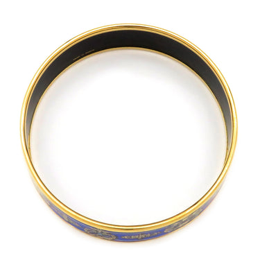 エルメス HERMES エマイユ GM ブルー 七宝焼き バングル ゴールド金具 青