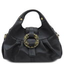 ブルガリ BVLGARI チャンドラ ブラック レザー 2WAYバッグ ゴールド金具 サークルロゴ ショルダー ハンドバッグ 黒