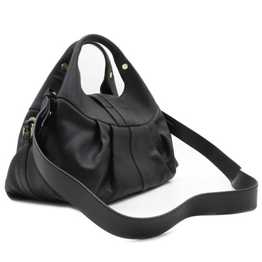 ブルガリ BVLGARI チャンドラ ブラック レザー 2WAYバッグ ゴールド金具 サークルロゴ ショルダー ハンドバッグ 黒