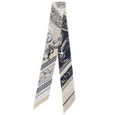 エルメス HERMES ツイリー グレージュ×ブラック×ホワイト シルク スカーフ 【FESTIVAL DES AMAZONES/アマゾンの祭典】