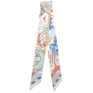 エルメス HERMES ツイリー ベージュローズ×ローズ×ブルー シルク スカーフ 新品 未使用【LES MURMURES DE LA FORET/森のささやき】