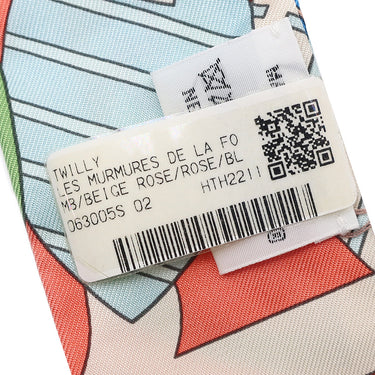 エルメス HERMES ツイリー ベージュローズ×ローズ×ブルー シルク スカーフ 新品 未使用【LES MURMURES DE LA FORET/森のささやき】