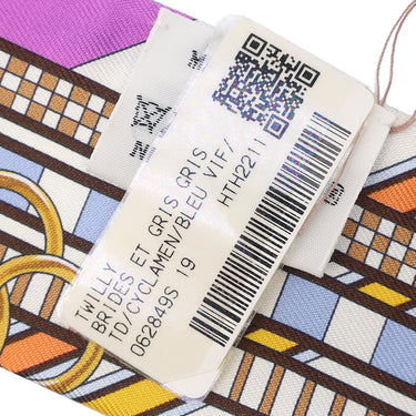 エルメス HERMES ツイリー シクラメン×ブルーヴィフ×ホワイト シルク スカーフ 新品 未使用【BRIDES ET GRIS GRIS/馬勒とチャーム】