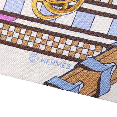 エルメス HERMES ツイリー シクラメン×ブルーヴィフ×ホワイト シルク スカーフ 新品 未使用【BRIDES ET GRIS GRIS/馬勒とチャーム】