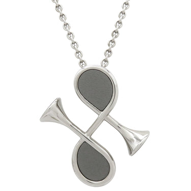 エルメス HERMES コルH ペンダント グレー×シルバー メタル ラッカー ネックレス シルバー金具 ホルンモチーフ