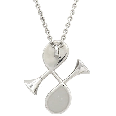 エルメス HERMES コルH ペンダント グレー×シルバー メタル ラッカー ネックレス シルバー金具 ホルンモチーフ