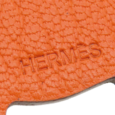 エルメス HERMES アニマルモチーフ ブラウン×オレンジ レザー メタル バッグチャーム シルバー金具 カバ ヒポポタマス