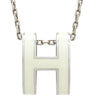 エルメス HERMES ポップアッシュ ペンダント ホワイト×シルバー メタル ラッカー ネックレス シルバー金具 Hモチーフ